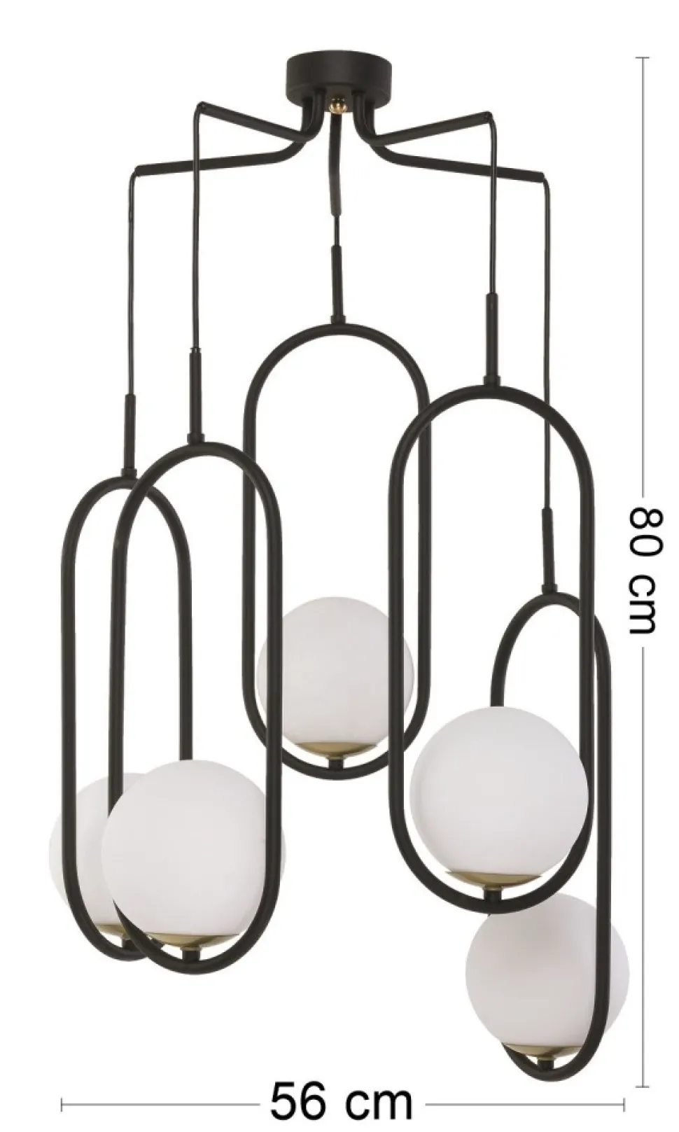 Lampa Wisząca IGON Czarny Biały Szklane Klosze 5xE14