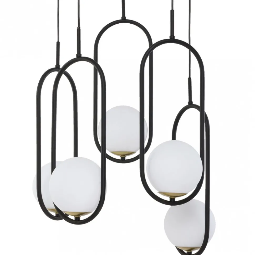 Lampa Wisząca IGON Czarny Biały Szklane Klosze 5xE14