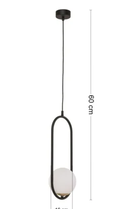 Lampa Wisząca IGON Czarny Biały Szklany Klosz 1xE14 16 cm