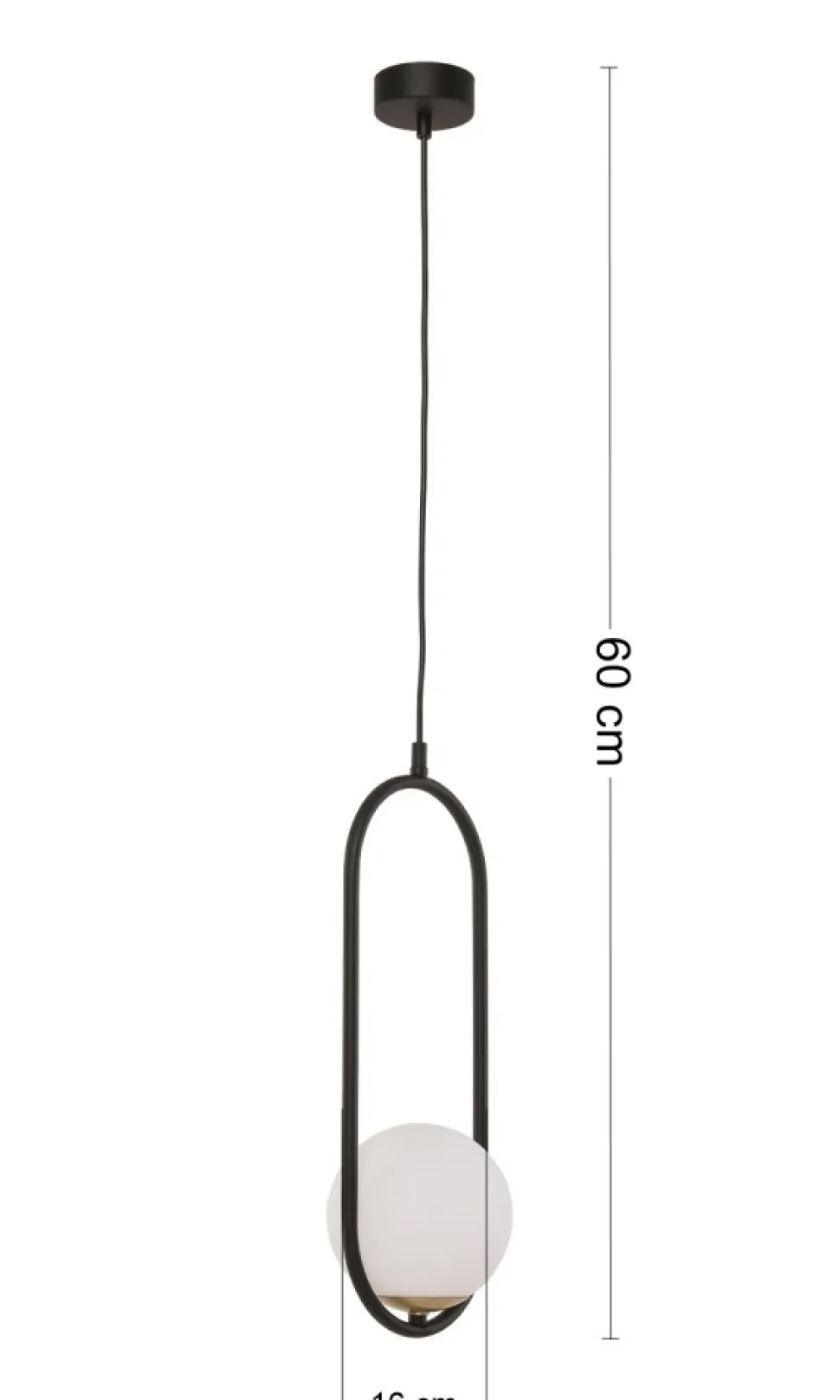 Lampa Wisząca IGON Czarny Biały Szklany Klosz 1xE14 16 cm