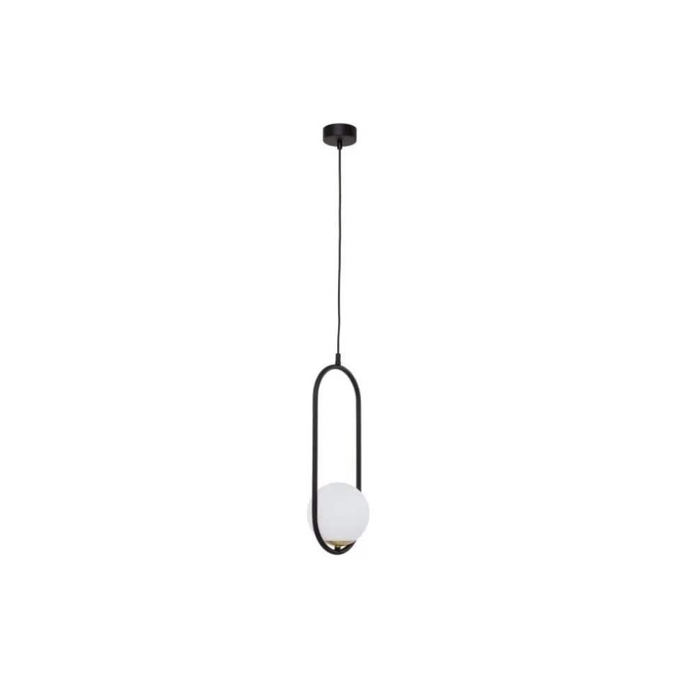 Lampa Wisząca IGON Czarny Biały Szklany Klosz 1xE14 16 cm