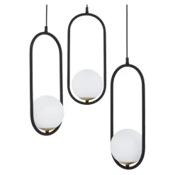 Lampa Wisząca IGON Czarny Biały Szklane Klosze 3xE14