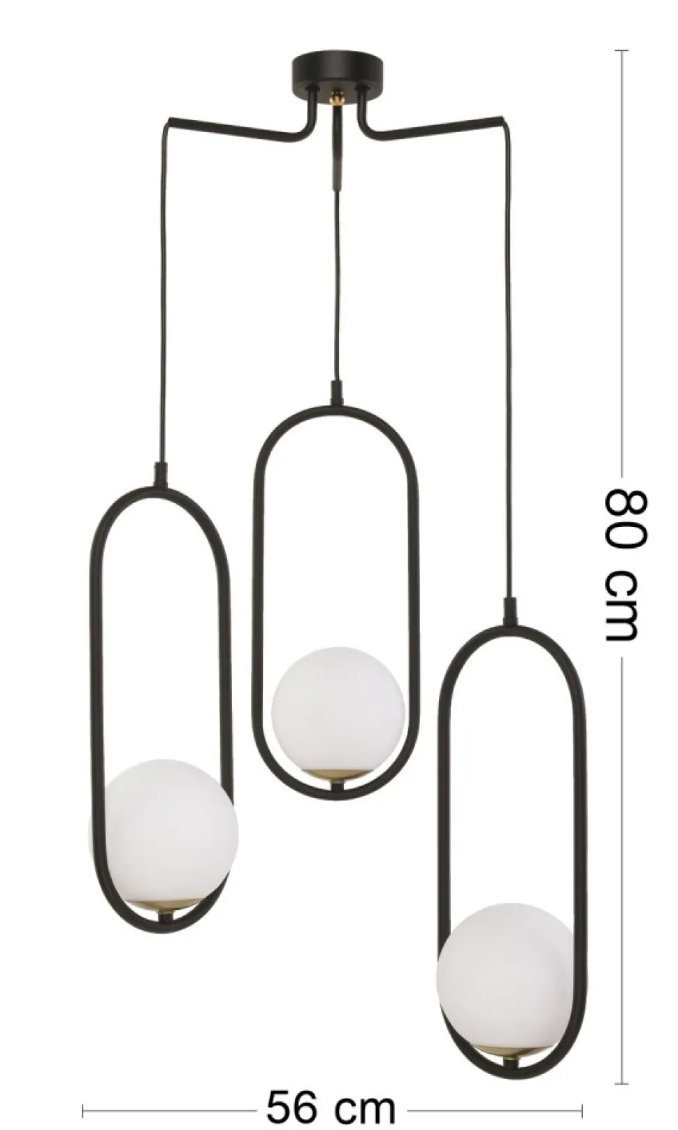 Lampa Wisząca IGON Czarny Biały Szklane Klosze 3xE14