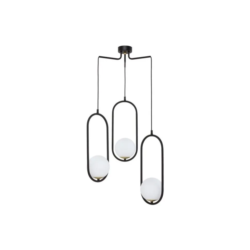 Lampa Wisząca IGON Czarny Biały Szklane Klosze 3xE14