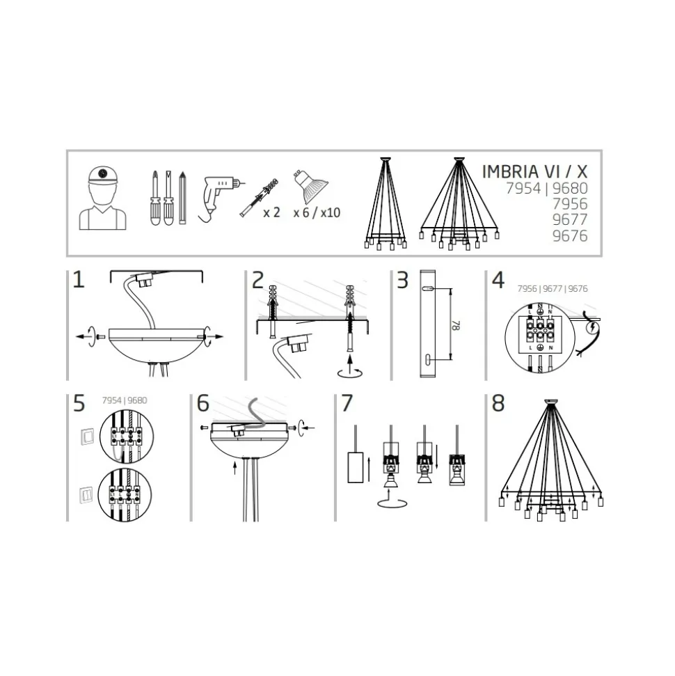 Lampa Wisząca IMBRIA Czarny 6xGU10