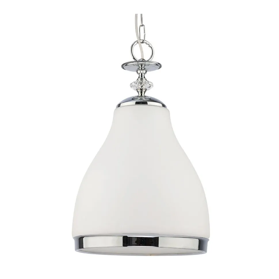 Lampa Wisząca ISLA Srebrny Biały Szklany Klosz 1xE27 29 cm