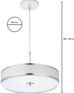 Lampa Wisząca JAZZ Biały Srebrny 3xE14 40 cm