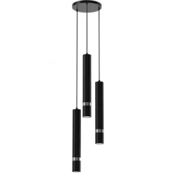 Lampa Wisząca JOKER Czarny Srebrny Koło 3xGU10