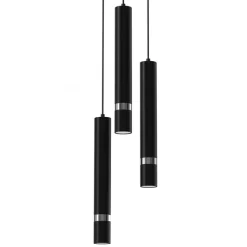 Lampa Wisząca JOKER Czarny Srebrny Koło 3xGU10