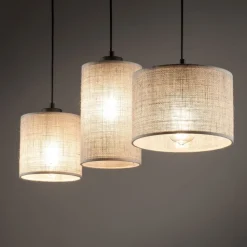 Lampa wisząca JUTA czarna abażur juta 3xE27