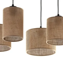 Lampa Wisząca JUTA Czarny Brązowy Boho Abażury 4xE27