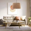 Lampa Wisząca JUTA Czarny Brązowy Boho Abażur 3xE27 50cm