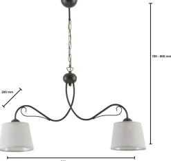 Lampa Wisząca KAMELIA Brązowy Szary Abażury 2xE27