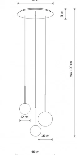 Lampa wisząca KARO klosze kule 3xG9
