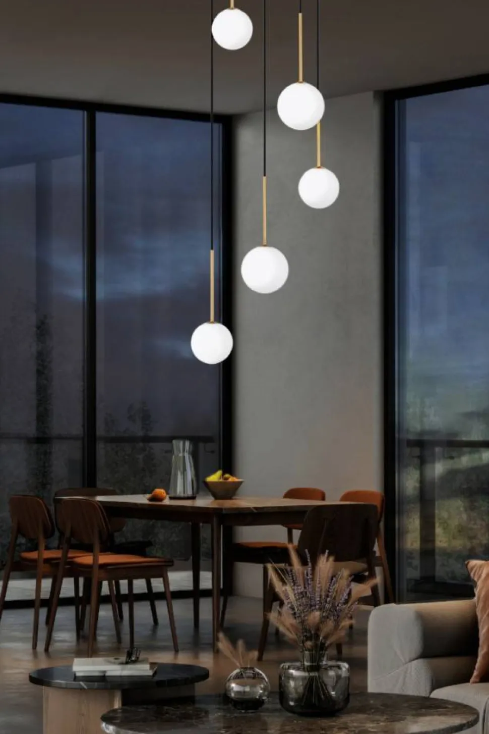 Lampa wisząca KARO klosze kule 3xG9