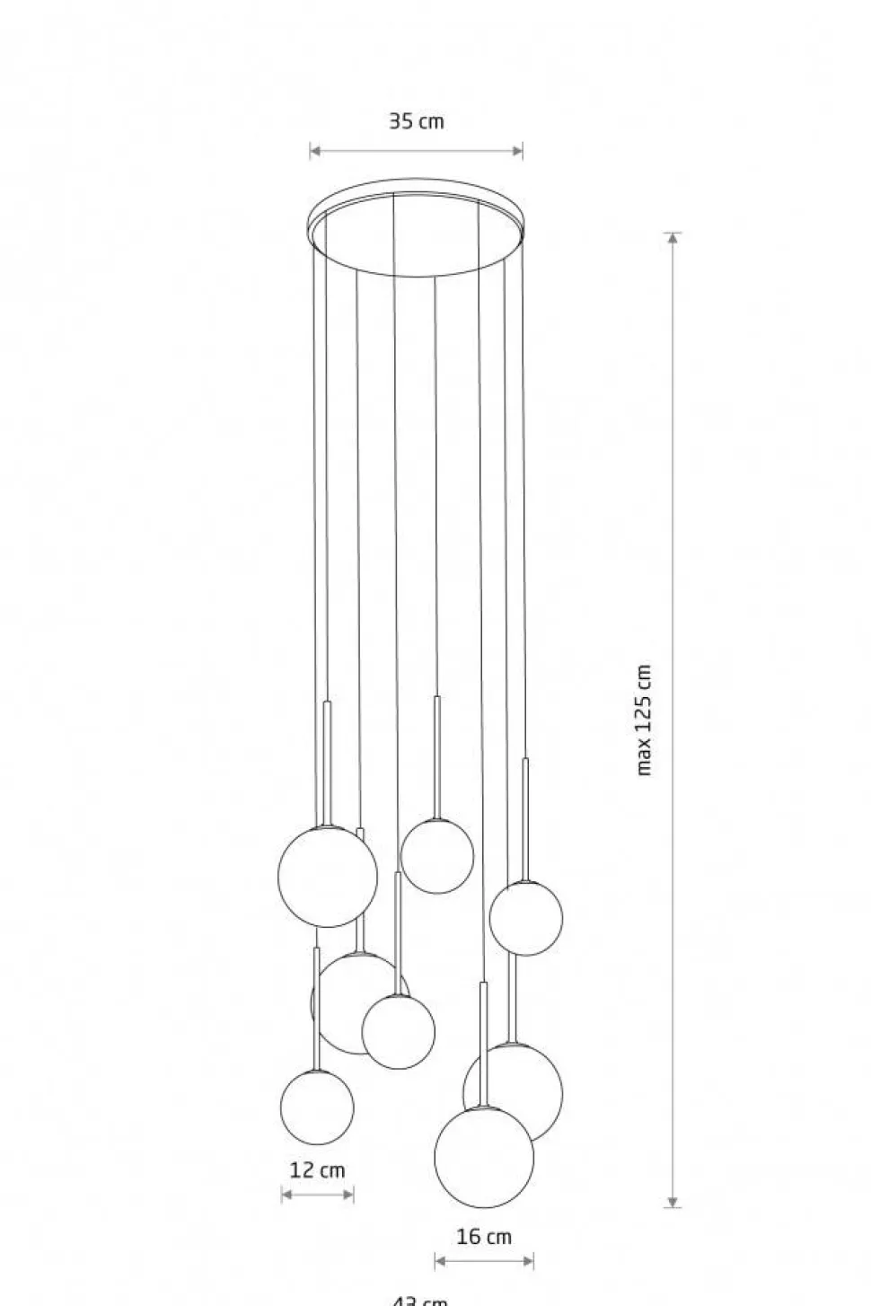 Lampa wisząca KARO klosze kule 8xG9