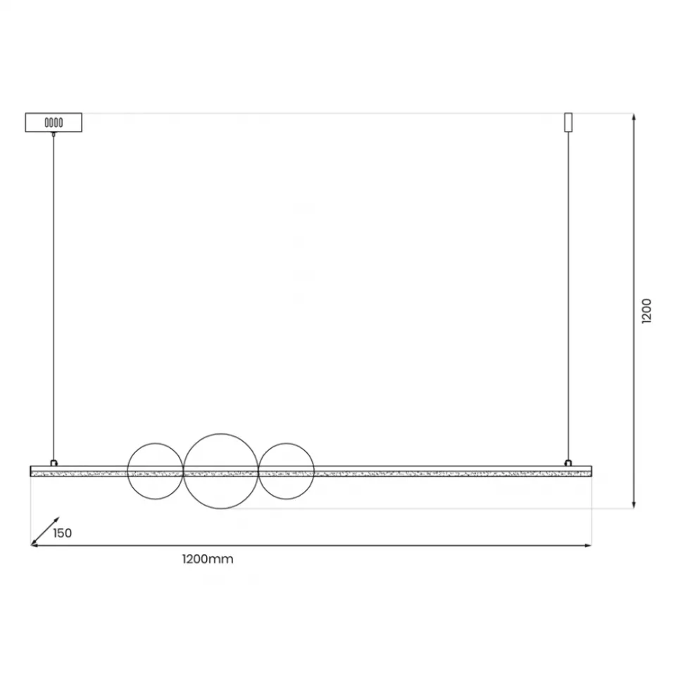 Lampa wisząca KUGEL Czarna 30W 4000K 120cm