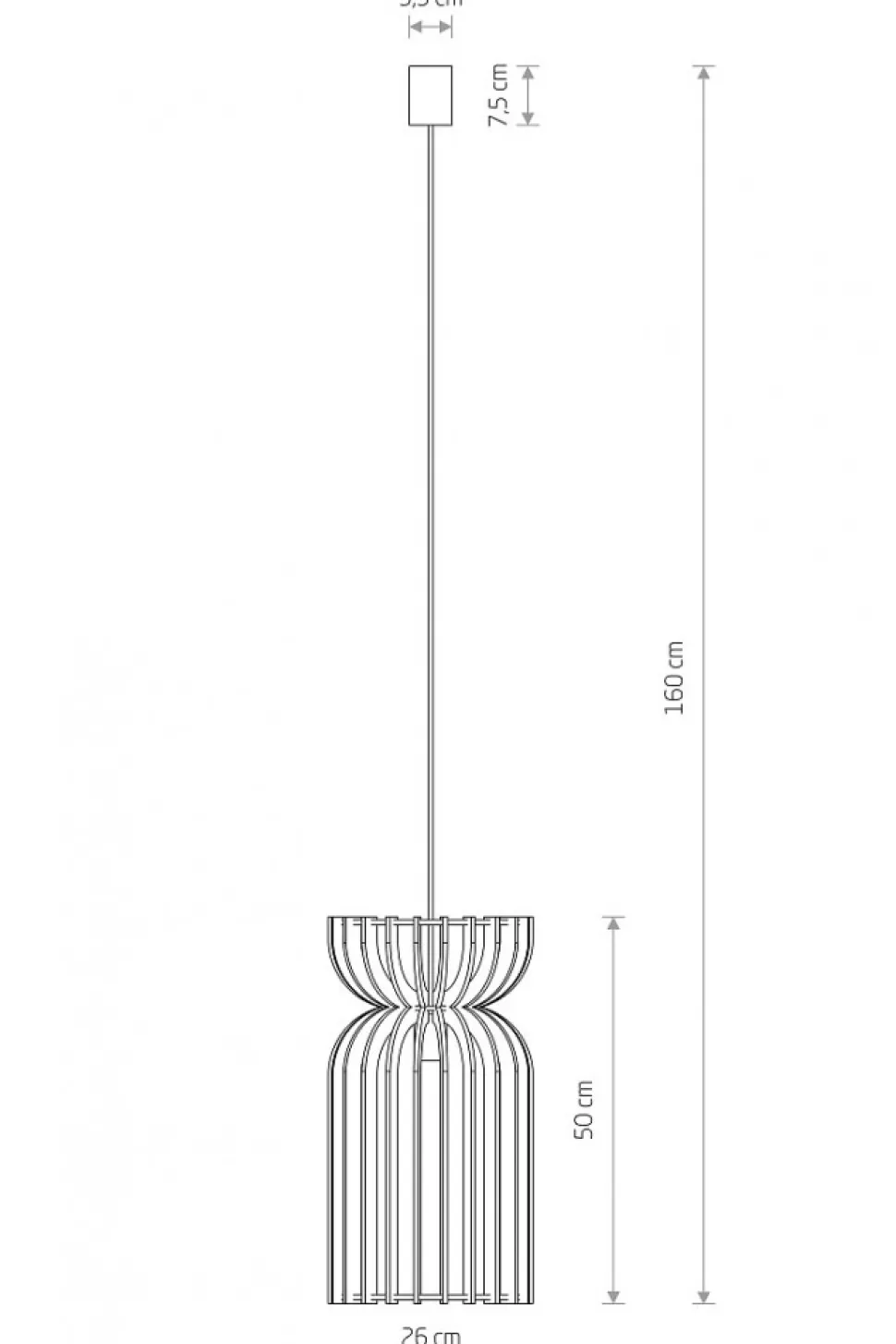 Lampa Wisząca KYMI Czarny Drewniany Klosz 1xE27 26cm