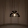 Lampa Wisząca KYMI Czarny Drewniany Klosz 1xE27 48cm