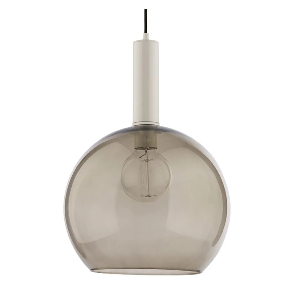 Lampa Wisząca LAF Biały Dymiony Szklany Klosz 1xE27 30 cm