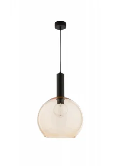 Lampa Wisząca LAF Czarny Bursztynowy Szklany Klosz 1xE27 30 cm