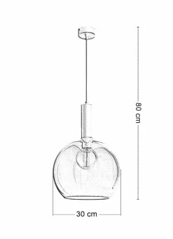 Lampa Wisząca LAF Czarny Bursztynowy Szklany Klosz 1xE27 30 cm