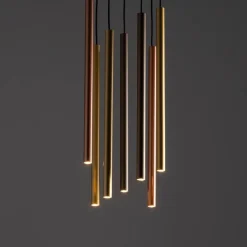 Lampa wisząca LASER 100cm miedź 1xG9