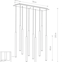 Lampa wisząca LASER czarna 10xG9