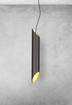 Lampa Wisząca LIBRA Czarny Złoty Tuba 1xE14 6cm