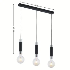 Lampa wisząca LILE czarna chrom 3xE27