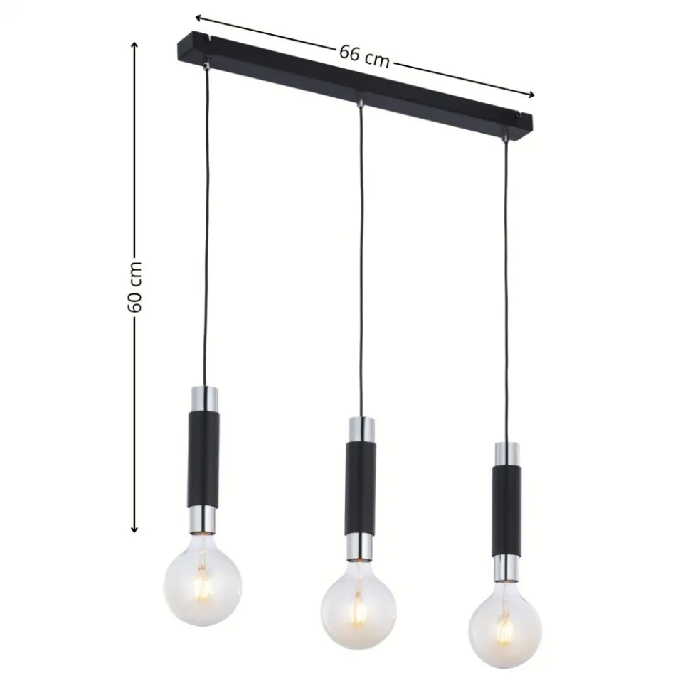 Lampa wisząca LILE czarna chrom 3xE27