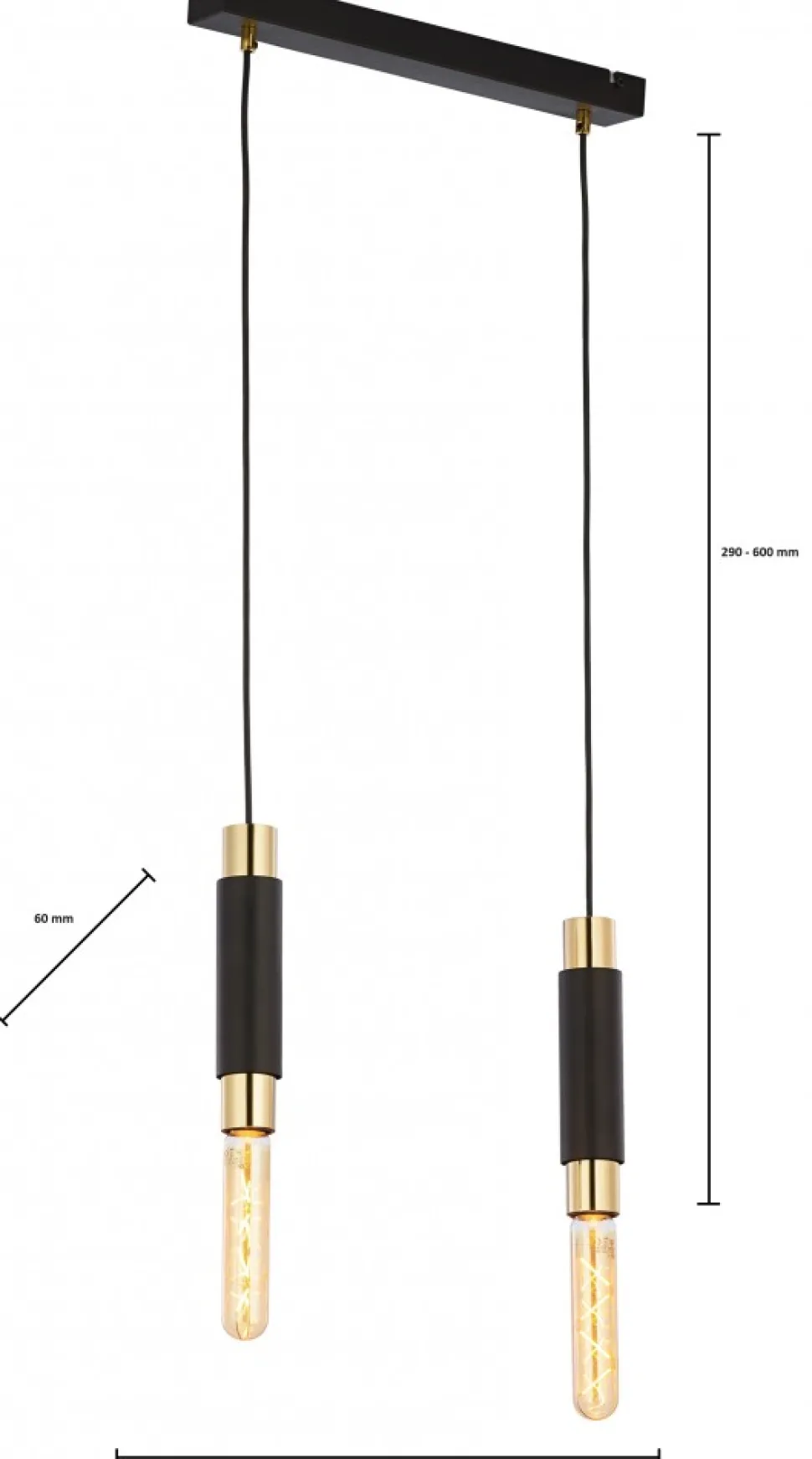Lampa Wisząca LILE Czarny Złoty 2xE27