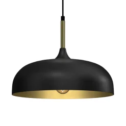 Lampa Wisząca LINCOLN Czarny Złoty Metalowy Klosz 1xE27 35cm