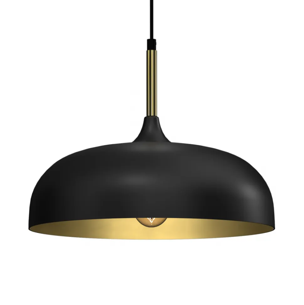 Lampa Wisząca LINCOLN Czarny Złoty Metalowy Klosz 1xE27 35cm