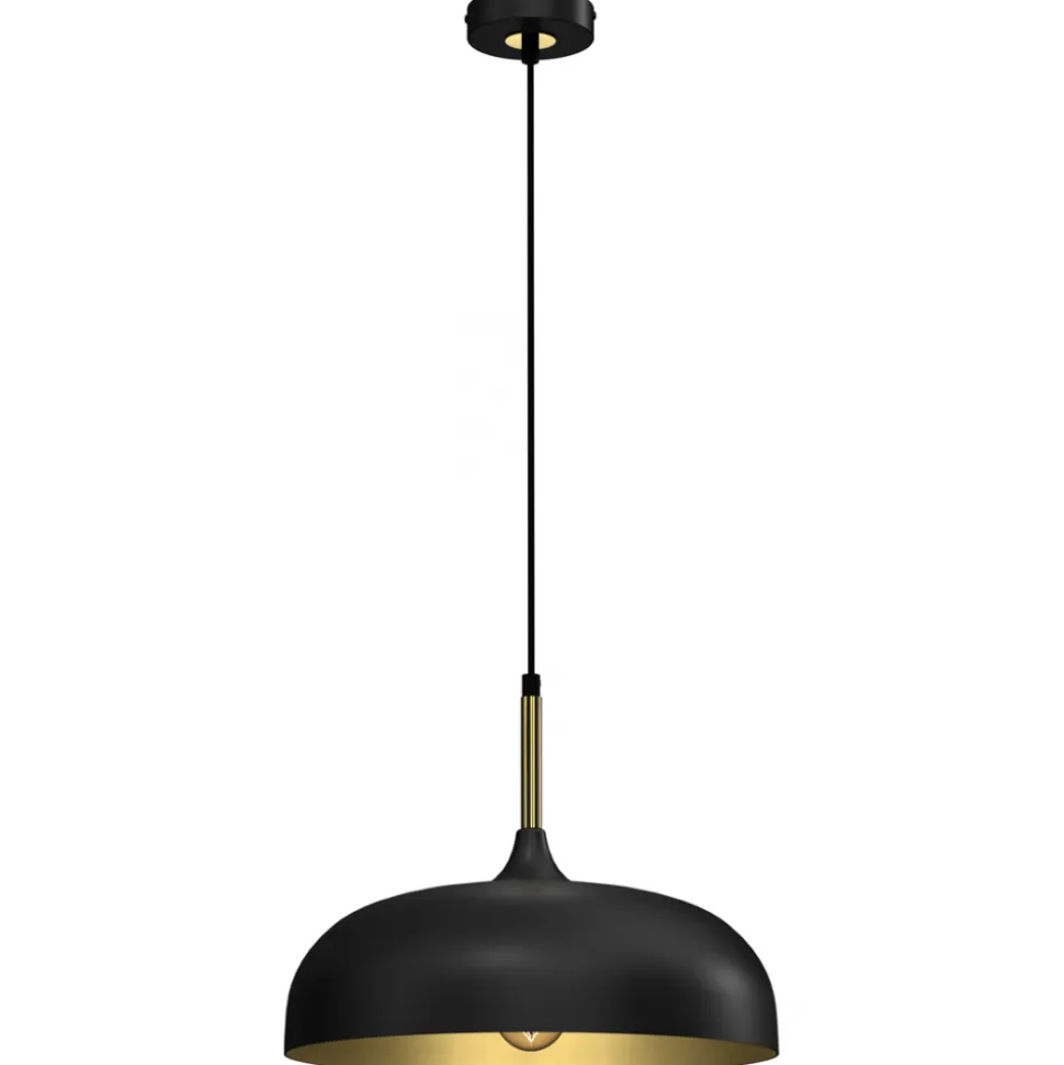 Lampa Wisząca LINCOLN Czarny Złoty Metalowy Klosz 1xE27 35cm