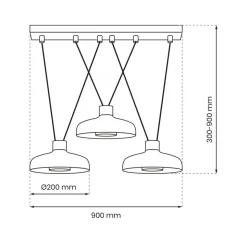 Lampa Wisząca LINEA Czarny 3xGX53