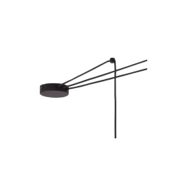Lampa Wisząca LINEN Pająk Czarny Beżowe Abażury 3xE27