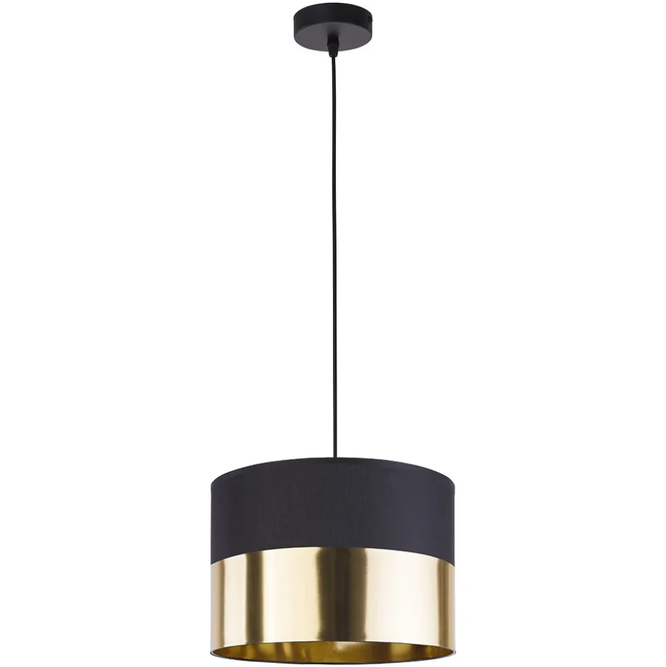 Lampa Wisząca LONDYN Czarny Złoty Abażur 1xE27 20cm