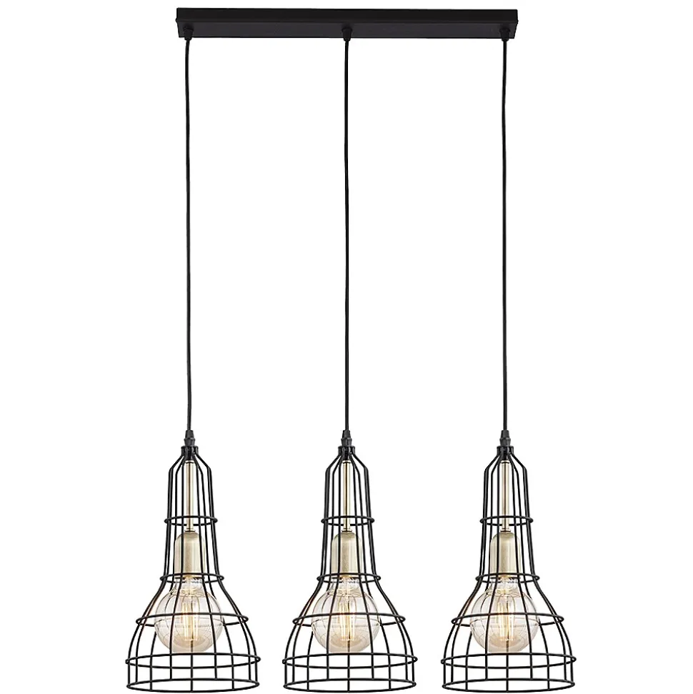 Lampa Wisząca LONG Czarny Złoty Metalowe Klosze 3xE27