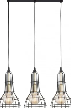 Lampa Wisząca LONG Czarny Złoty Metalowe Klosze 3xE27