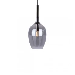 Lampa Wisząca LUGANO Czarny Szklany Klosz 1xE14 15cm
