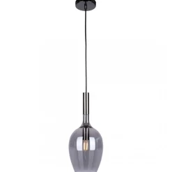 Lampa Wisząca LUGANO Czarny Szklany Klosz 1xE14 15cm