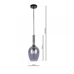 Lampa Wisząca LUGANO Czarny Szklany Klosz 1xE14 15cm