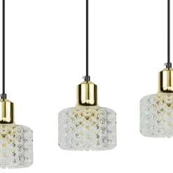 Lampa Wisząca LUMI Czarny Złoty Akrylowe Klosze 3xG9