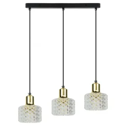 Lampa Wisząca LUMI Czarny Złoty Akrylowe Klosze 3xG9