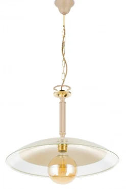 Lampa Wisząca Luna Beżowa Szkło 1xE27 47 cm