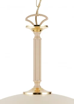Lampa Wisząca Luna Beżowa Szkło 1xE27 47 cm