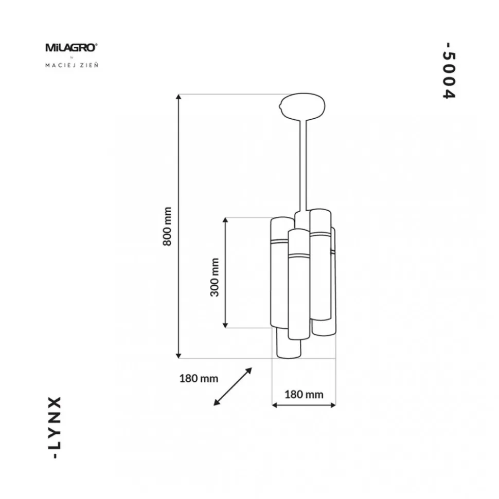 Lampa Wisząca LYNX Czarny Złoty 12xE14 18cm
