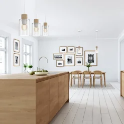 Lampa Wisząca MADERA Biały Brązowy Szklane Klosze 3xE27