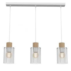Lampa Wisząca MADERA Biały Brązowy Szklane Klosze 3xE27